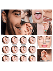 Ear Piercing Gun Kit, 33PCS Self Piercing Earrings Set, Nose Navel Lip Ears Piercer Body Piercing Tools, Earring Piercer with Hypoallergenicear Piercing Needle Kit for Salon & Home