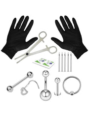 15PCS Belly Button Piercing Kit,14G Body Piercing Needles and Disposable Piercing Clamps Set for 316L Surgical Stainless Steel Silver Belly Button Ring Navel Piercing
