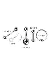 15PCS Belly Button Piercing Kit,14G Body Piercing Needles and Disposable Piercing Clamps Set for 316L Surgical Stainless Steel Silver Belly Button Ring Navel Piercing