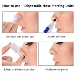 Nose Piercing Kit - 4 Pack Self Nose Piercing Gun, Disposable Safety Nose Percinging Kit with Nose Rings Stud Nose Piercings Gun Kit Tool