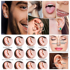 Reusable Ear Piercing Kit, Professional Salon Peircings Gun Tools With Silver Earrings Set