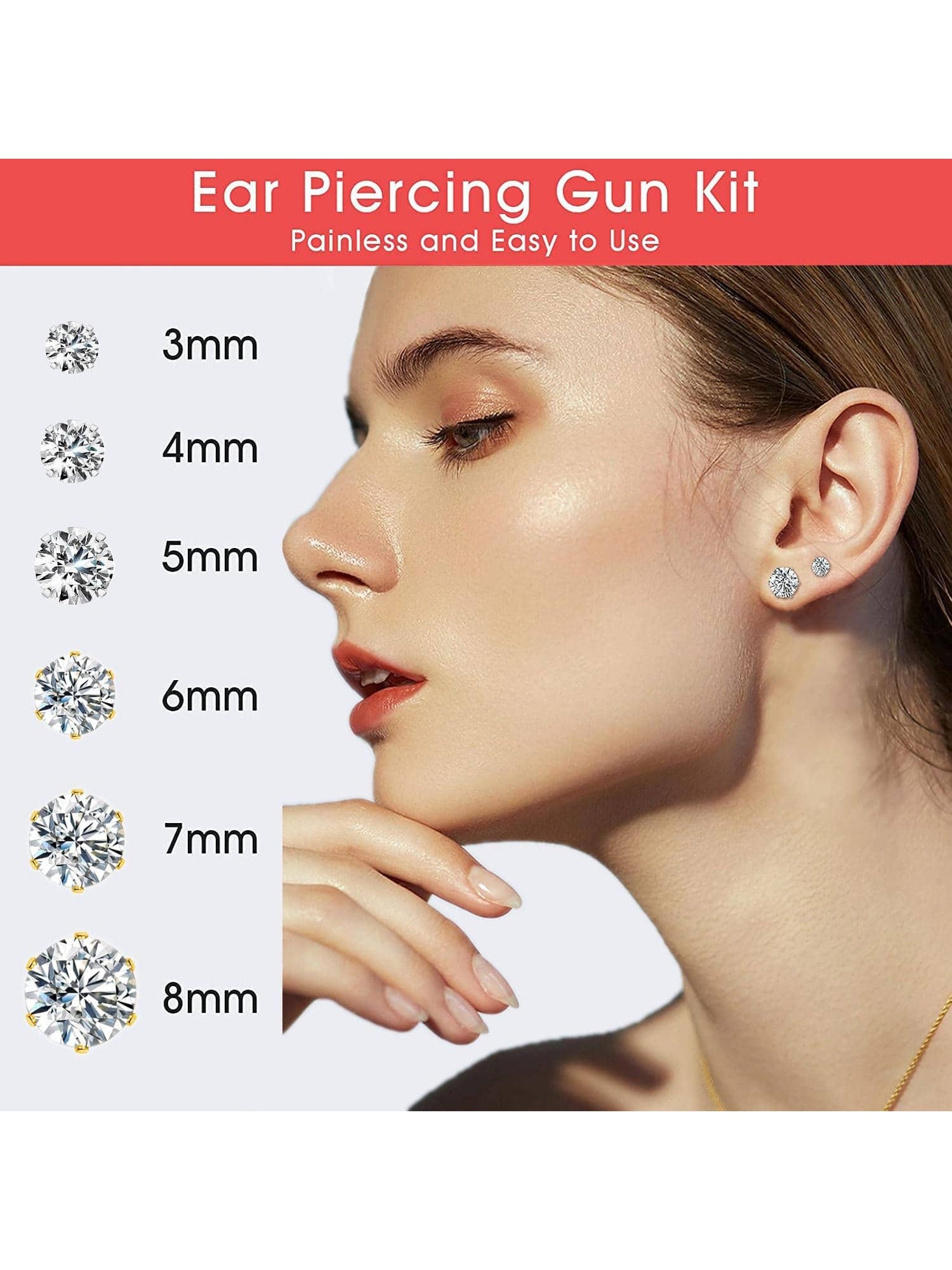 4 Pack Self Ear Piercing Gun Disposable Self Ear Piercing Gun Kit With  Earring Studs Safety Ear Piercing Gun Kit Tool