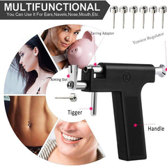 Ear Piercing Gun Kit, 33PCS Self Piercing Earrings Set, Nose Navel Lip Ears Piercer Body Piercing Tools, Earring Piercer with Hypoallergenicear Piercing Needle Kit for Salon & Home