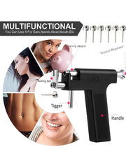 Ear Piercing Gun Kit, 33PCS Self Piercing Earrings Set, Nose Navel Lip Ears Piercer Body Piercing Tools, Earring Piercer with Hypoallergenicear Piercing Needle Kit for Salon & Home