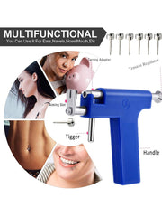 Ear Piercing Gun Kit, 33PCS Self Piercing Earrings Set, Nose Navel Lip Ears Piercer Body Piercing Tools, Earring Piercer with Hypoallergenicear Piercing Needle Kit for Salon & Home